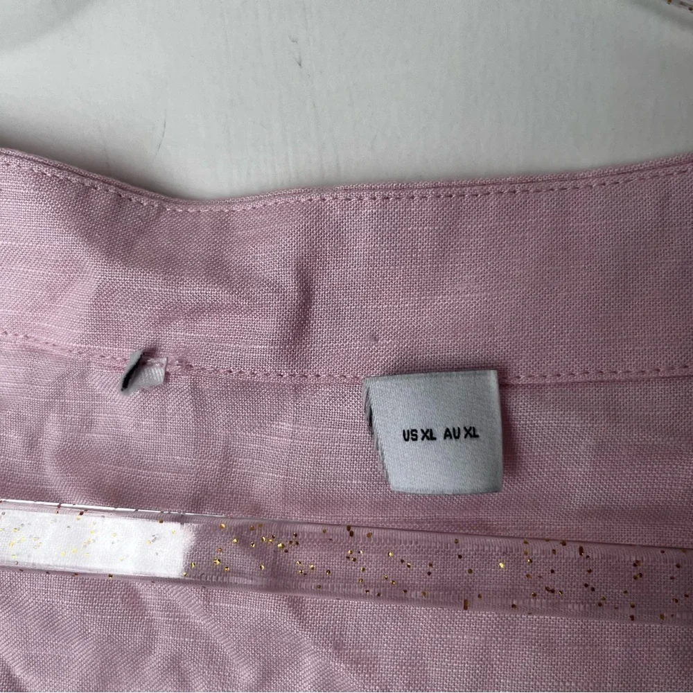 Petal & Pup Polly Pink Square Neck Linen Blend Crop Tank Top XL